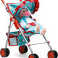 Fash N Kolor® Doll Stroller With Doll Feeding Bottles For Toddlers Boys, Girls, Little Kids - Toy Stroller With Bottom Storage Basket, Foldable Frame, Canopy, Seatbelt, Dolls Gift