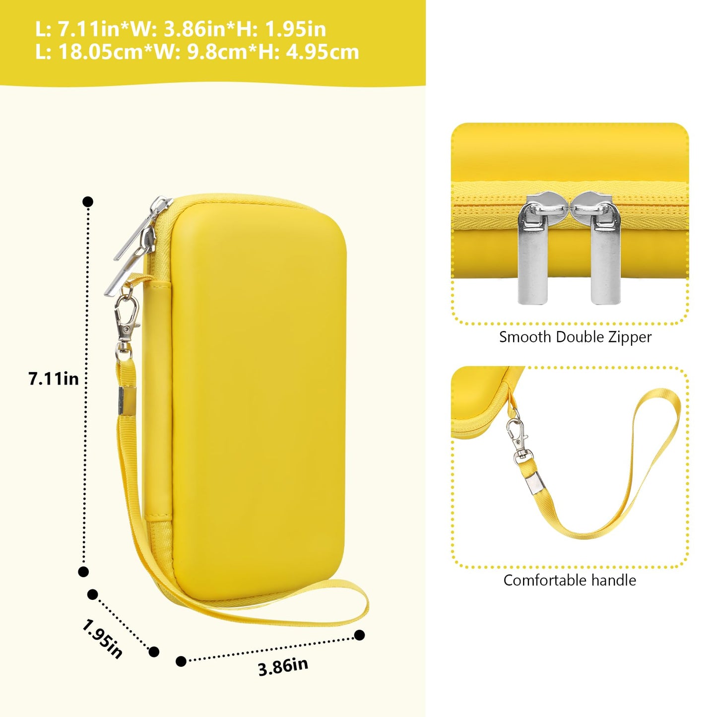 Supmay Carrying Case Compatible with KAVOYI/Beico/TEBIYOU 32 Bit Handheld Games for Kids  Portable Arcade Gaming Player Storage Holder Travel Bag with Mesh Pocket for Battery  USB Cable  Yellow