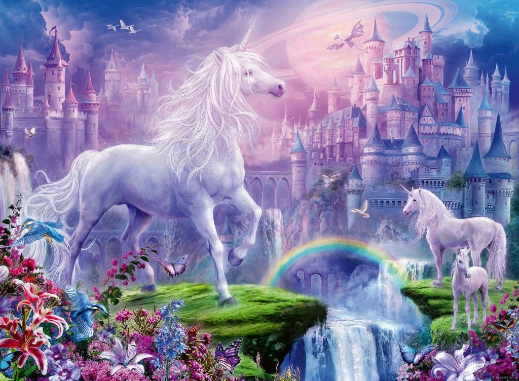 Ravensburger Unicorn Kingdom 100 Piece Xxl Glitter Jigsaw Puzzle For Kids - 12907 - Every Piece Is Unique, Pieces Fit Together Perfectly