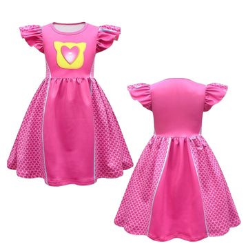 Shelovesit Girls Superhero Cosplay Costume Kitties Dress Movie Character Cat Dress Up Outfits - 130Cm/5T-6T - Rose