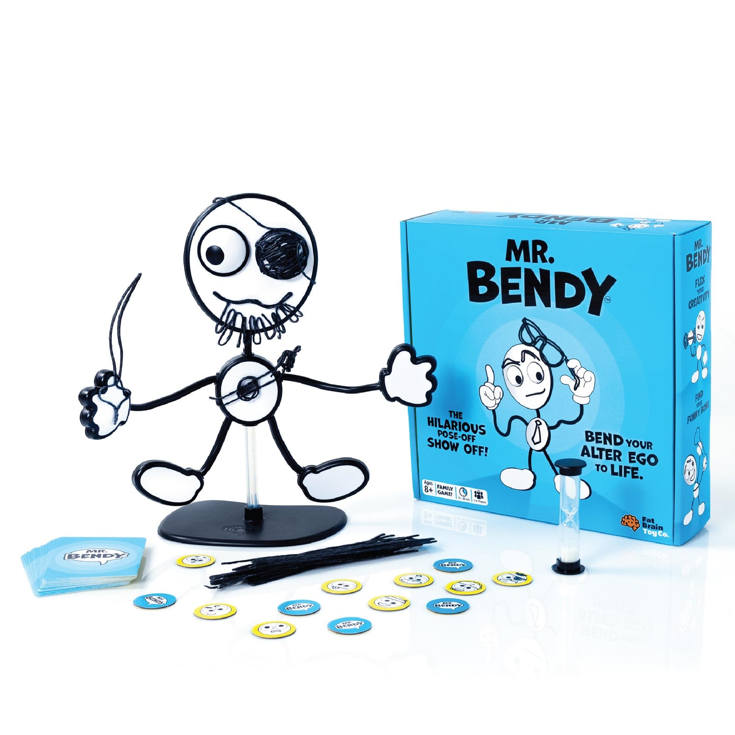 Fat Brain Toys Mr. Bendy Party Game - Craft, Bend & Guess! One Size, Black, Plastic, Model FA408-1