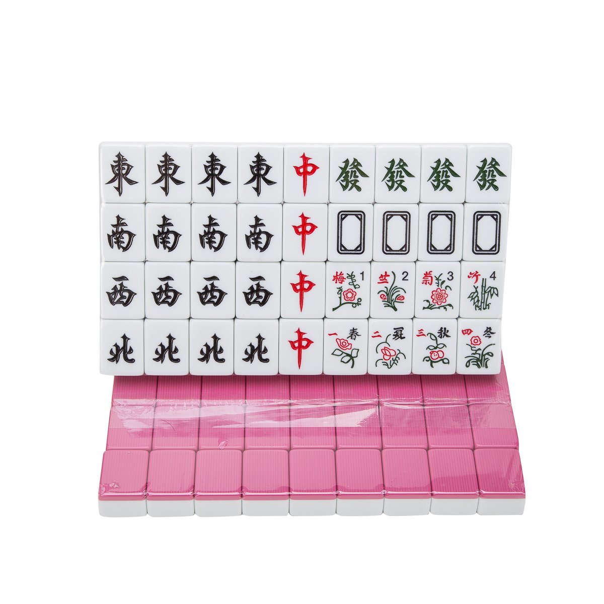 THY COLLECTIBLES Mahjong Game Set 144 Tiles + 2 Spares, Pink Melamine, Model GAM210