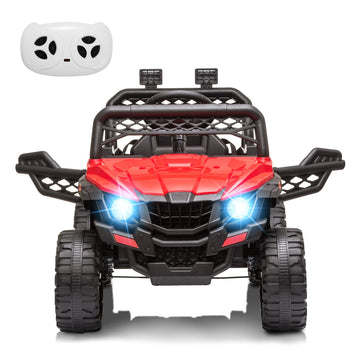 Nasitip 12V Kids Ride On Car Truck W/Parent Remote Control, Spring Suspension, Led Lights, Aux Port, Music (Red, No Tent)