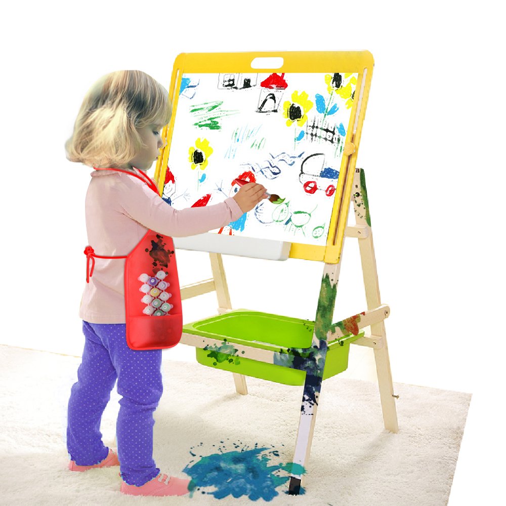 KUUQA Kids Art Apron - 6 Colors, 2 Pockets, 13 x 19, Ideal for Painting, Crafts, Home, Kitchen, Classroom Supplies
