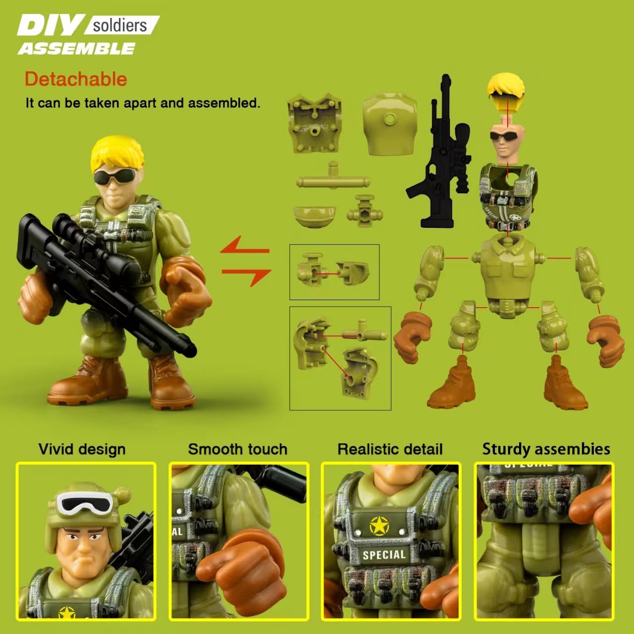 MQSTARSRISE Army Men Soldiers Toy Set  Army Men with  Military Playset with 2 Cases 1Truck 1Screwdriver Birthday Gift for Toddler Boys