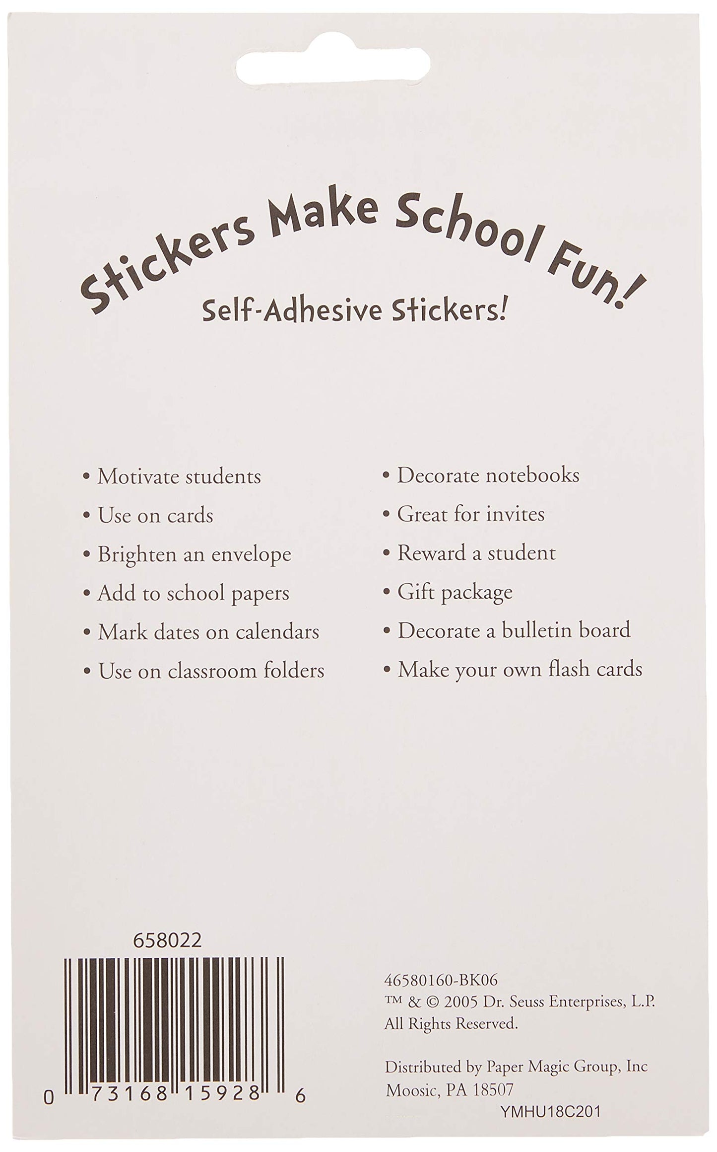Eureka Classroom Decorations Cat in The Hat Reading Stickers for Kids and Educational Fun, 120pc