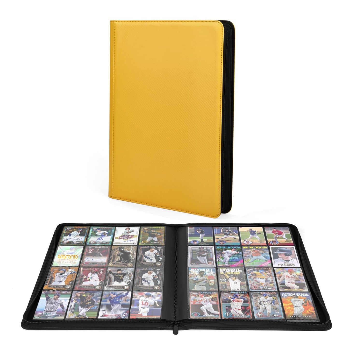 enhanced 1000+ Pockets Trading Card Binder  16-Pocket Ringless Side-Loading Album for TCG  MTG  Lorcana  Sports & Standard-Size Cards (Yellow)