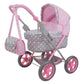 509 Crew: Cotton Candy Pink: Amanda Doll Pram - Pink, Grey, Polka Dot - W/Matching Handbag, Foldable, Removable Bassinet, Kids P