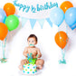 6 Months Banner Happy Birthday Banner Happy 1/2 Birthday Banner Glitter 1/2 Half Year Cake Topper Triangle Flag Banner For Half Year Baby Shower Birthday Party Decoration, Pre-Strung (Blue)