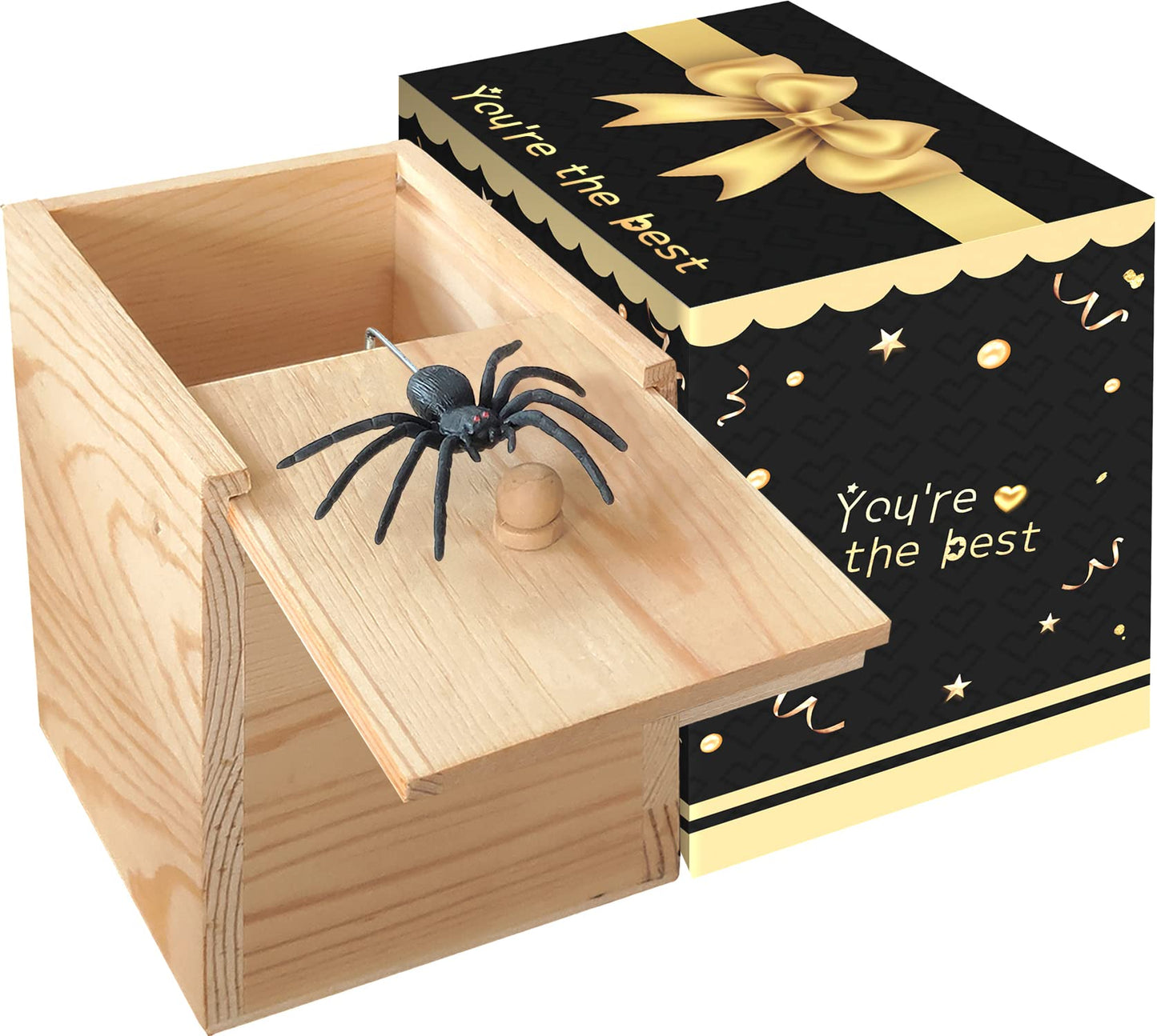 Giioasa Spider Prank Big Box,Wooden Surprise Box,Spider Money Surprise In A Box,Handmade Fun Practical Surprise Joke Boxes,Prank Stuff