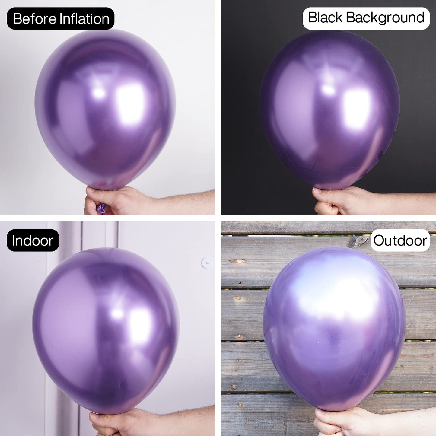 PartyWoo Metallic Purple Balloons - 130 pcs in 18", 12", 10", 5" Sizes, Rubber Material, Perfect for Birthday & Wedding Decorations