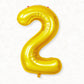 Flyloons 2 number Foil Balloon Gold 16 inch Size For Baby Kids Boys Girls Happy Birthday Anniversary Decoration Items 2nd Year N
