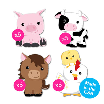Big Dot of Happiness Farm Animals - Cow, Horse, Pig and Chicken Decorations DIY Baby Shower or Birthday Party Essentials - Set o
