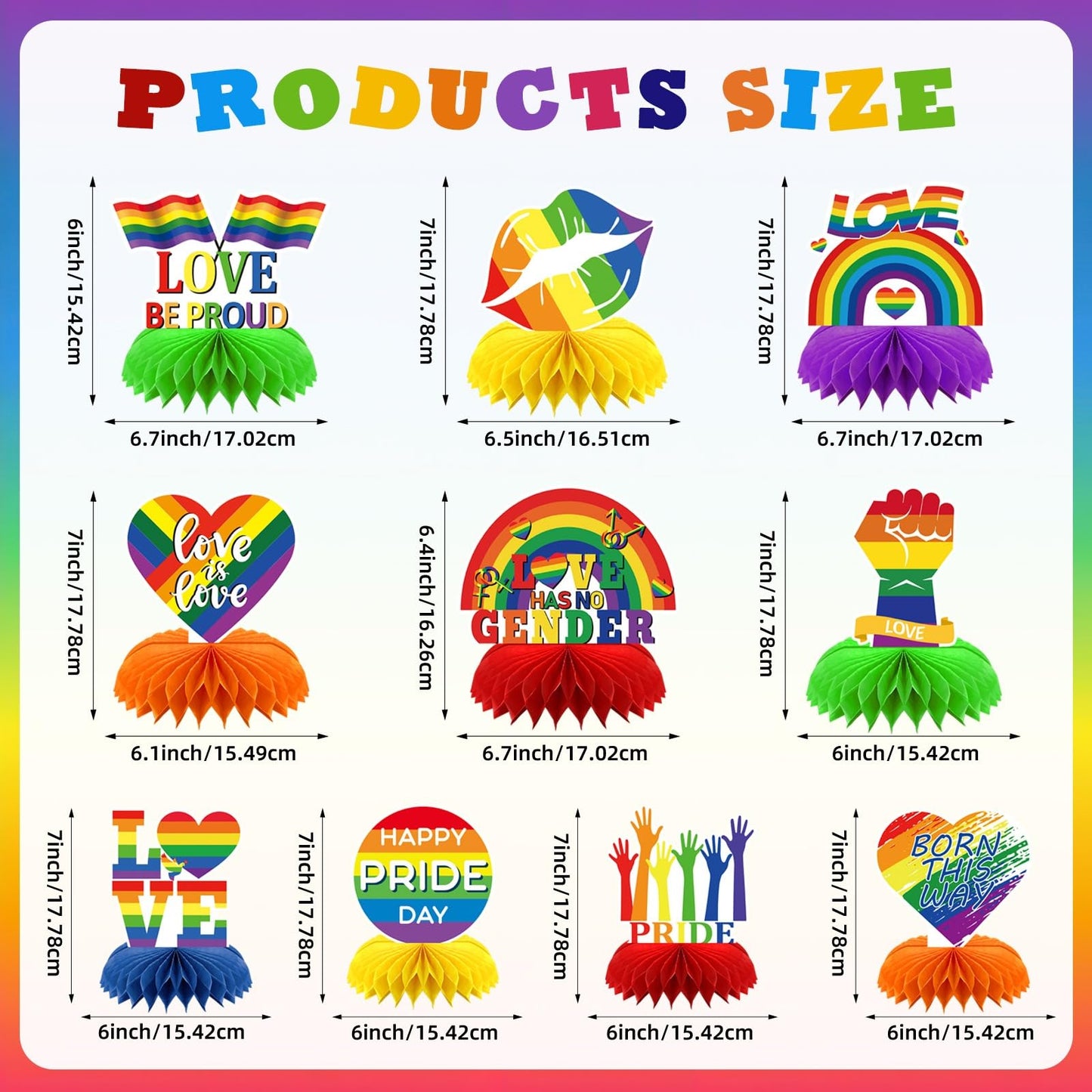 DTOFOOT 10 Pcs Pride Month Table Decorations, Pride Centerpieces for Tables Rainbow Party Decorations Double Side Pride Centerpi