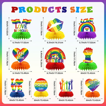 DTOFOOT 10 Pcs Pride Month Table Decorations, Pride Centerpieces for Tables Rainbow Party Decorations Double Side Pride Centerpi