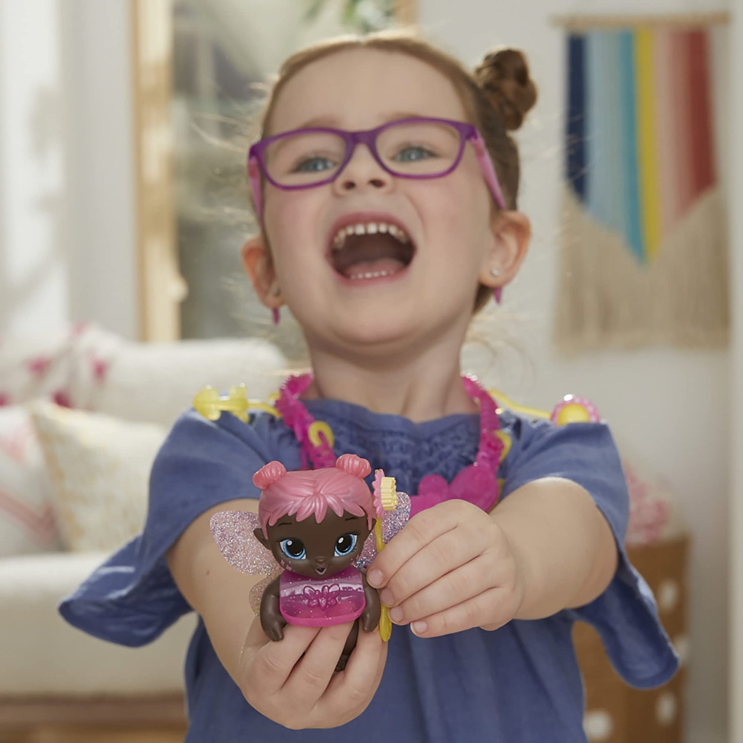 Baby Alive Glo Pixies Minis Carry n Care Necklace, Rose Blossom, 3.75-Inch Pixie Doll Toy with Doll Carrier and Nurturing Charm