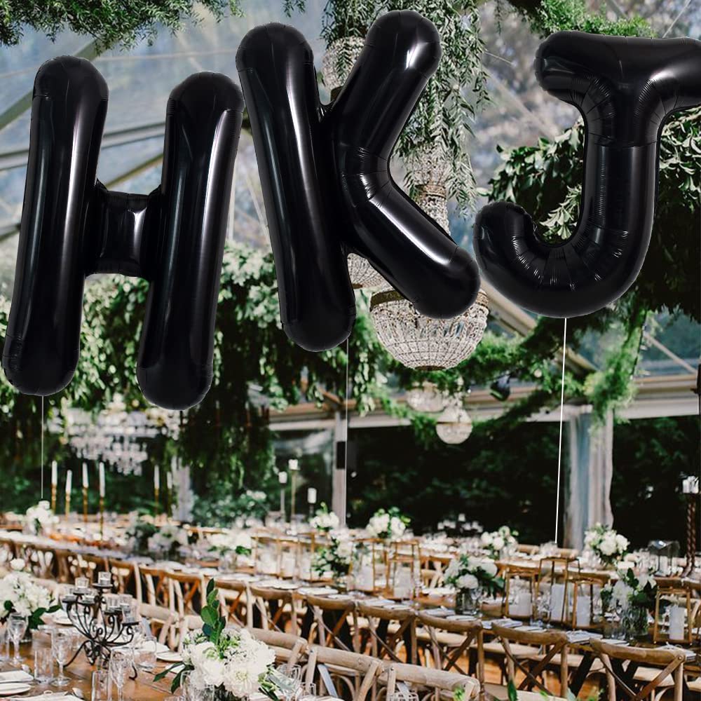 Toniful 40 Inch Large Black J Letter Balloons Jumbo Helium Balloons,Foil Mylar Big Alphabet Balloons For Birthday Party Annivers