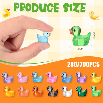 Junkin 700 Pcs Mini Resin Duck Glowing in The Dark Little Tiny Ducks Miniature Figures Dollhouse Ornament Potted Plants Cake Dec