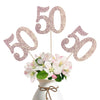 10-Pack Double Sided Glitter 50Th Birthday Centerpiece Anniversary Centerpiece Sticks, Number 50 Table Topper Cake Topper For 50