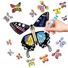 Sanyiyiba 12 Pcs Flying Butterfly Toy Magic White Painting Butterflies Wind Up Butterflies Toys Painted Craft Card Set Gift For
