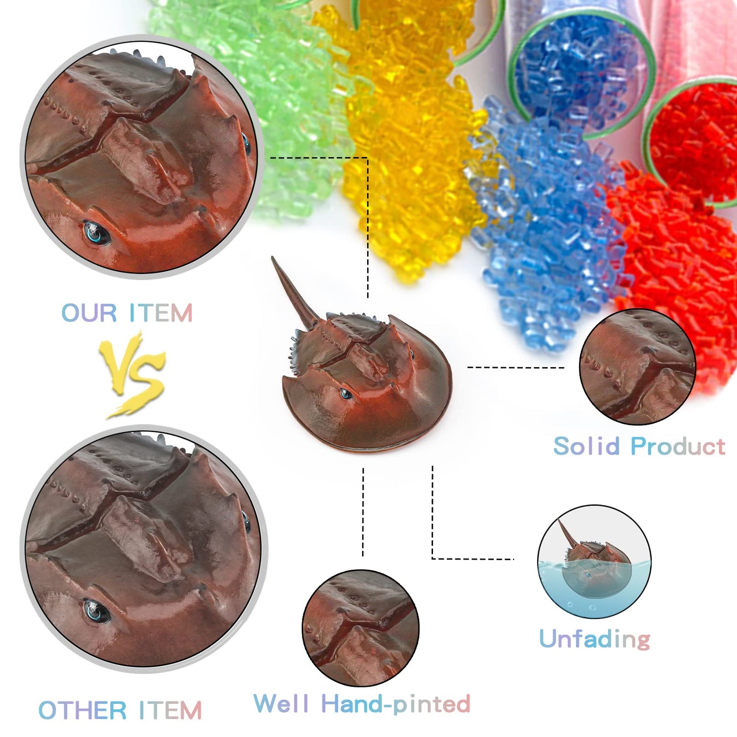 Lc Joycre Plastic Crab Toy Horseshoe Crab Figurine 7 Inch Sea Creatures Toys For Kids Crab Decor For Collection Realistic Sea Li