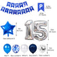 15Th Birthday Party Decoration For Boys, Happy Birthday Banner Blue Number 15 Birthday Balloons 15Th Birthday Latex Confetti Bal