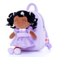 Gloveleya Toddler Backpack Baby Girl Gift Plush Bag Diaper Bag With Spring Girl Doll Curly Hair Girl Toys With Love Brown Purple 9 Inches