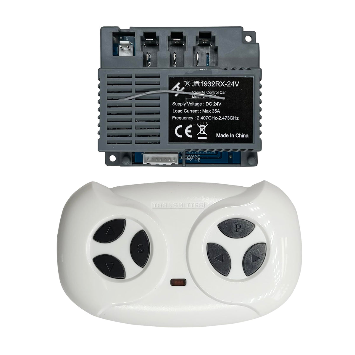 2.4G Bluetooth Remote Control and JR1932RX24V Receiver Control Box Mother Board for Kids Ride On Car Powered Wheels Replacement
