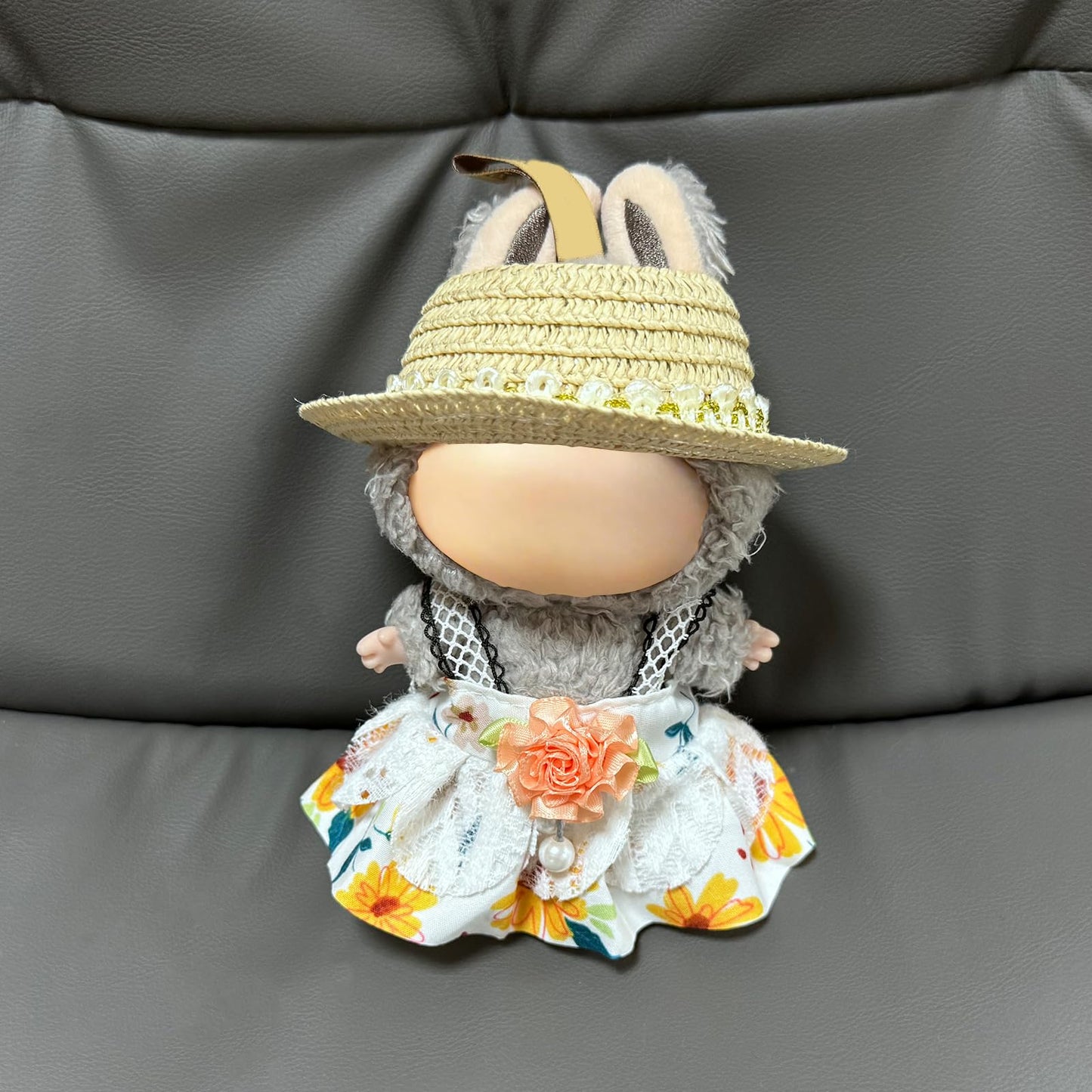 17cm Doll Clothes Set(NO Doll) - Cute Knit Sweater & Handcrafted Crochet Skirt  enhanced Fashion Dresses  Soft Stretch Fabric Costume Accessories Summer Straw Hat White Dress Suit