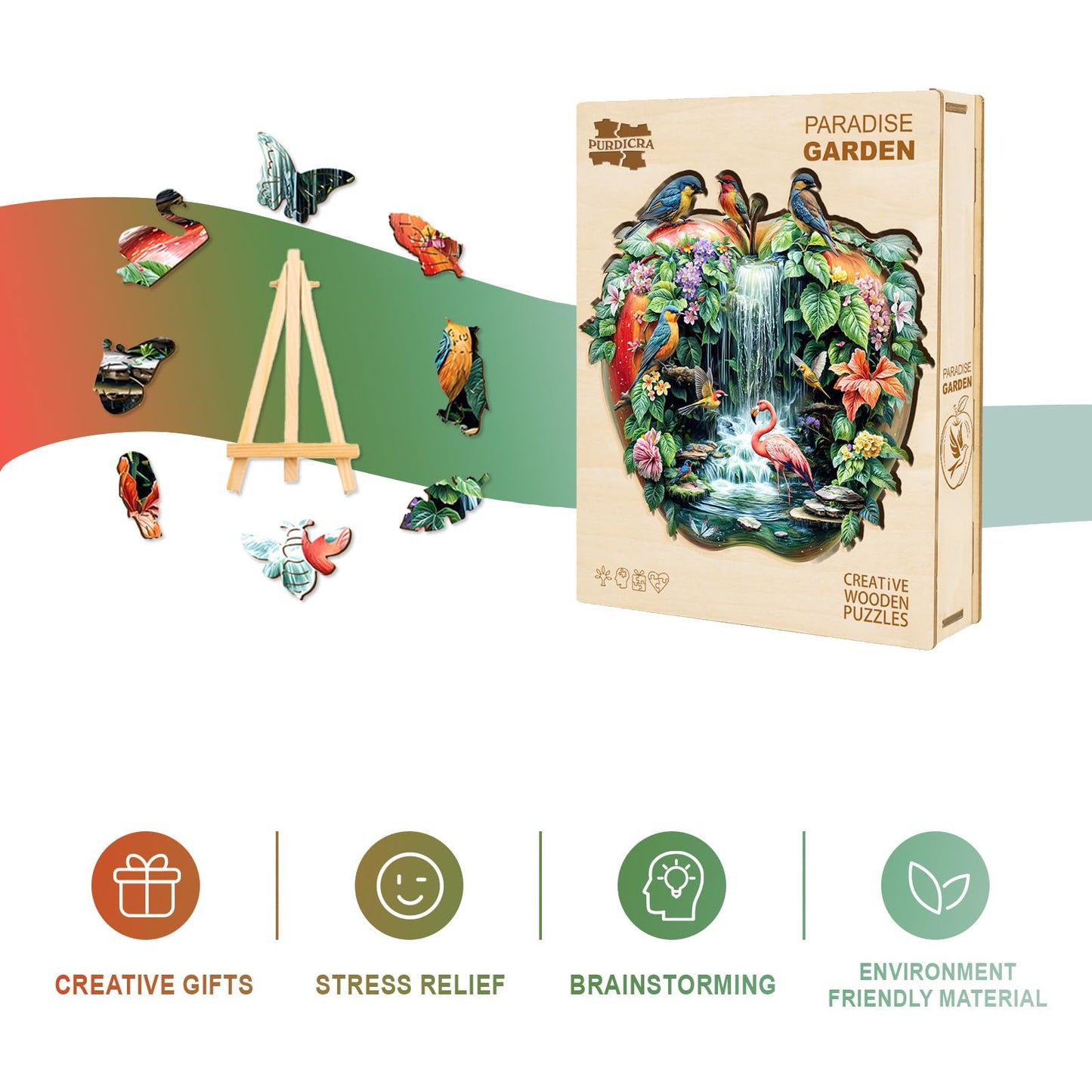 Wooden Puzzles for mature-themeds - Challenging Paradise Garden mature-themed Puzzle  Unique Animal Shaped Wooden Jigsaw Puzzles for mature-themeds  Creative Gifts Family Games 13.4 * 12.8in 235pcs