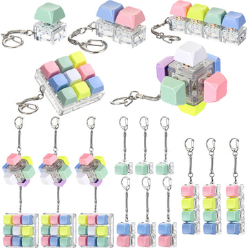 VioraWhite 16 Pcs Keyboard Fidget Toy Fidget Keyboard Keychain Finger Clicker Stress Relief Decompression Button Finger Toys for