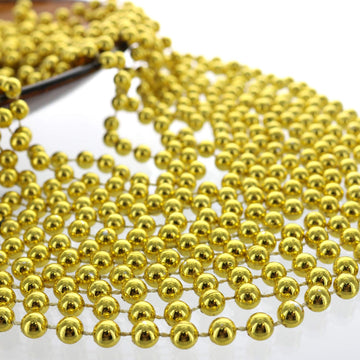 GiftExpress 33'' 7mm Metallic Gold Beaded Necklaces, Bulk Mardi Gras Party Beads Necklaces, Holiday Beaded Costume Necklace for