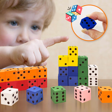 60PCS Foam Dice Set Small Colorful Dices with Number Dots for Math Game Building Toys Classroom Educational Toy Entertainment fo