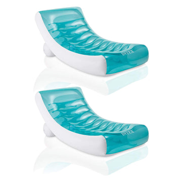 Intex Inflatable Rockin' Lounge Pool Floating Raft Chair With Cupholder (2 Pack)
