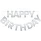 Litaus, Silver Glitter Happy Birthday Banner - Pre-Strung, 9 Ft, No Diy | Birthday Decorations | Happy Birthday Sign For Birthda
