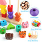 Vinlon Animal Baby Toys For Boys Girls 2 3 4 Years Old - Cute Rabbit Bear Tiger Pig Frog- Wooden Bead Sequencing Set-Stacking Sh