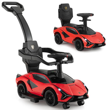 INFANS 3 in 1 Ride on Push Car, Licensed Lamborghini Baby Stroller Sliding Walking Car with Parent Control Handle, Music, USB, H