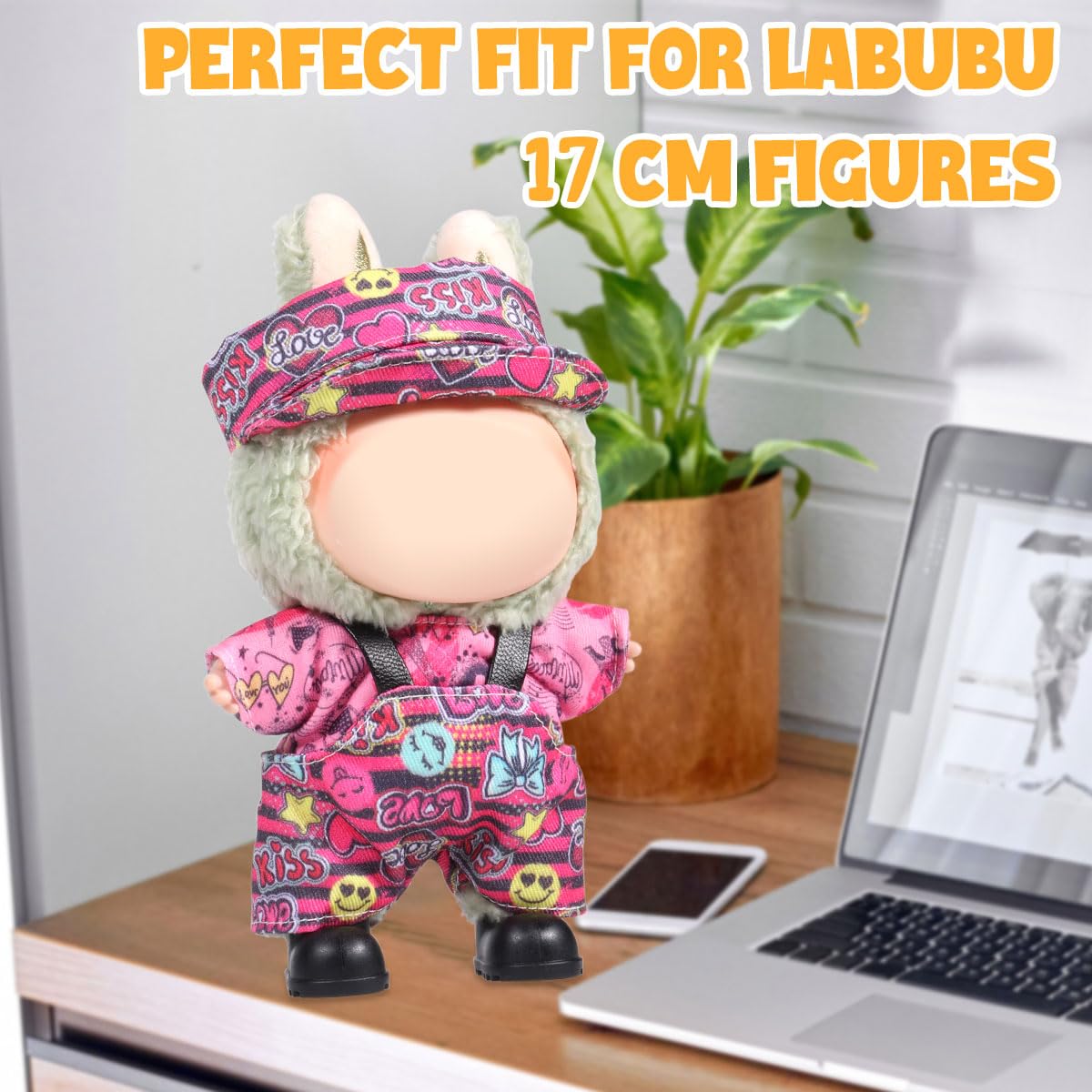 AICase for Labubu Clothes/for Labubu Outfits Clothes Set for 17cm Lububu Doll 3 Piece Set Hat Clothing for LA BUBU  Boys and Girls Stylish Adorable Dolls Clothes Accessories (No Doll)-4