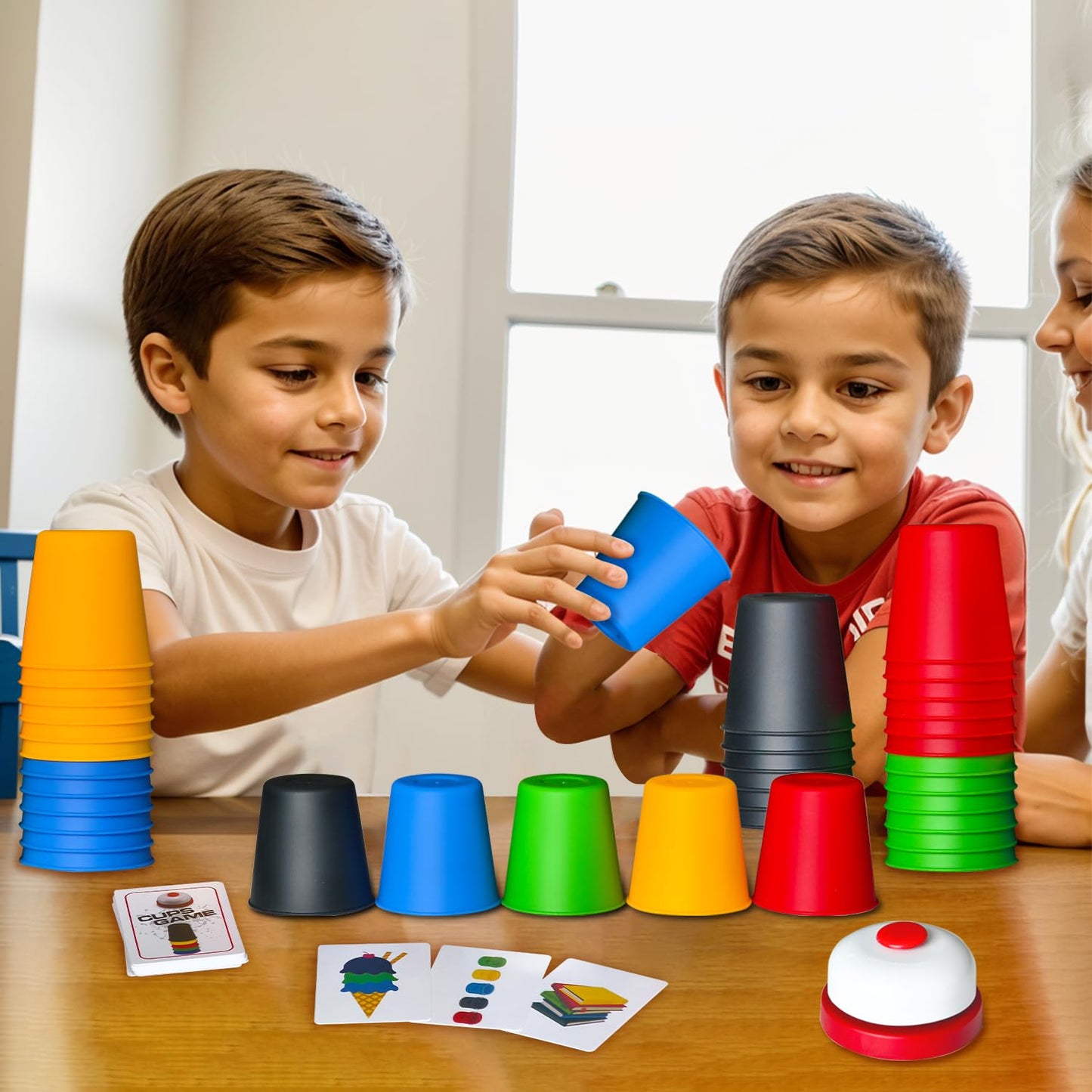 Pairez Toys Quick Stacking Cups Games For Kids, Classic Matching Cup Game, Speed Match Cups Games, Parent-Child Interactive Toys With 24 Cards & 30 Cups, Family Games For Party Or Travel