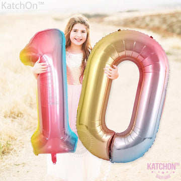 Large, 0 Rainbow Balloons Number - Huge, 40 Inch Zero Number Balloon | Colorful Rainbow Balloons Birthday Decorations | Rainbow 0 Color Balloon | Rainbow Party Supplies | Rainbow Birthday Decorations