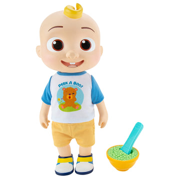 Cocomelon Deluxe Interactive Jj Doll - Includes Jj, Shirt, Shorts, Pair Of Shoes, Bowl Of Peas, Spoon - Toys For Preschoolers