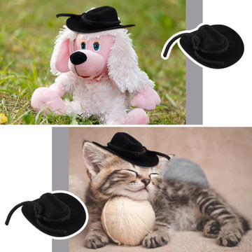 24 Pcs Mini Cowboy Hats For Crafts Flocking Mini White Cowgirl Hat Western Wedding Favors For Doll Decorations (Black)
