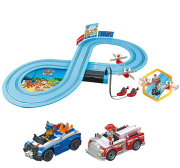 Carrera First Paw Patrol - Slot Car Race Track - Includes 2 Cars: Chase and Marshall - Battery-Powered Beginner Racing Set for Kids Ages 3 Years and Up  Multi