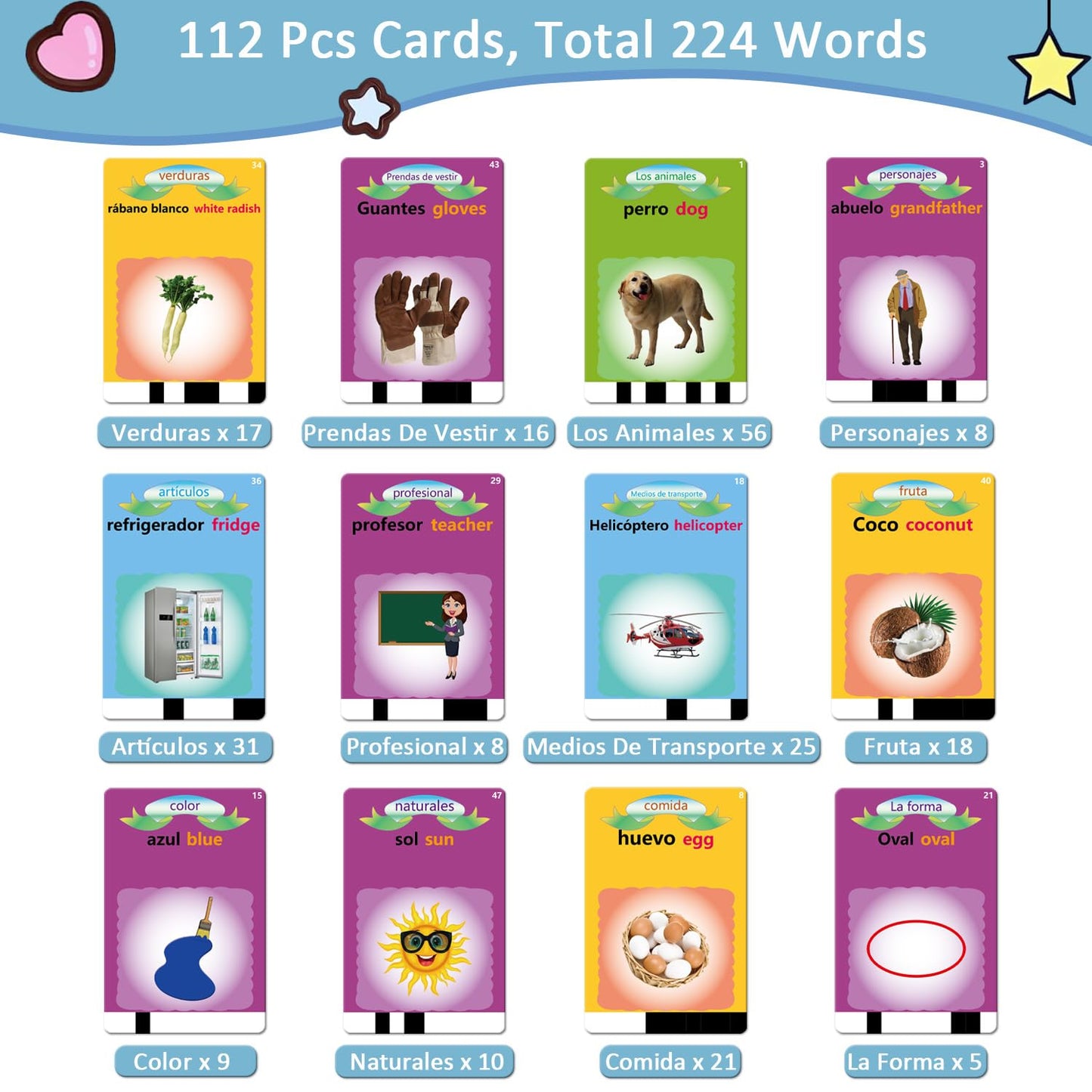 Spanish Flash Cards For Kids, Bilingual Buddy Talking Flash Cards For Toddlers 1 2 3 4 5 Years Old, Audible Learning Spanish For