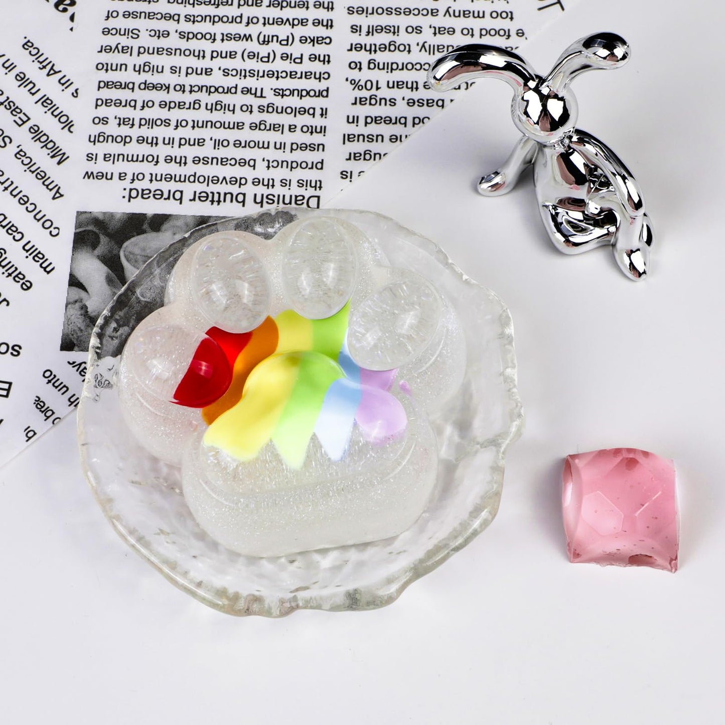 Taba Squishy Paw - Transparent Rainbow Cat Paw Toy Kit for Stress Relief