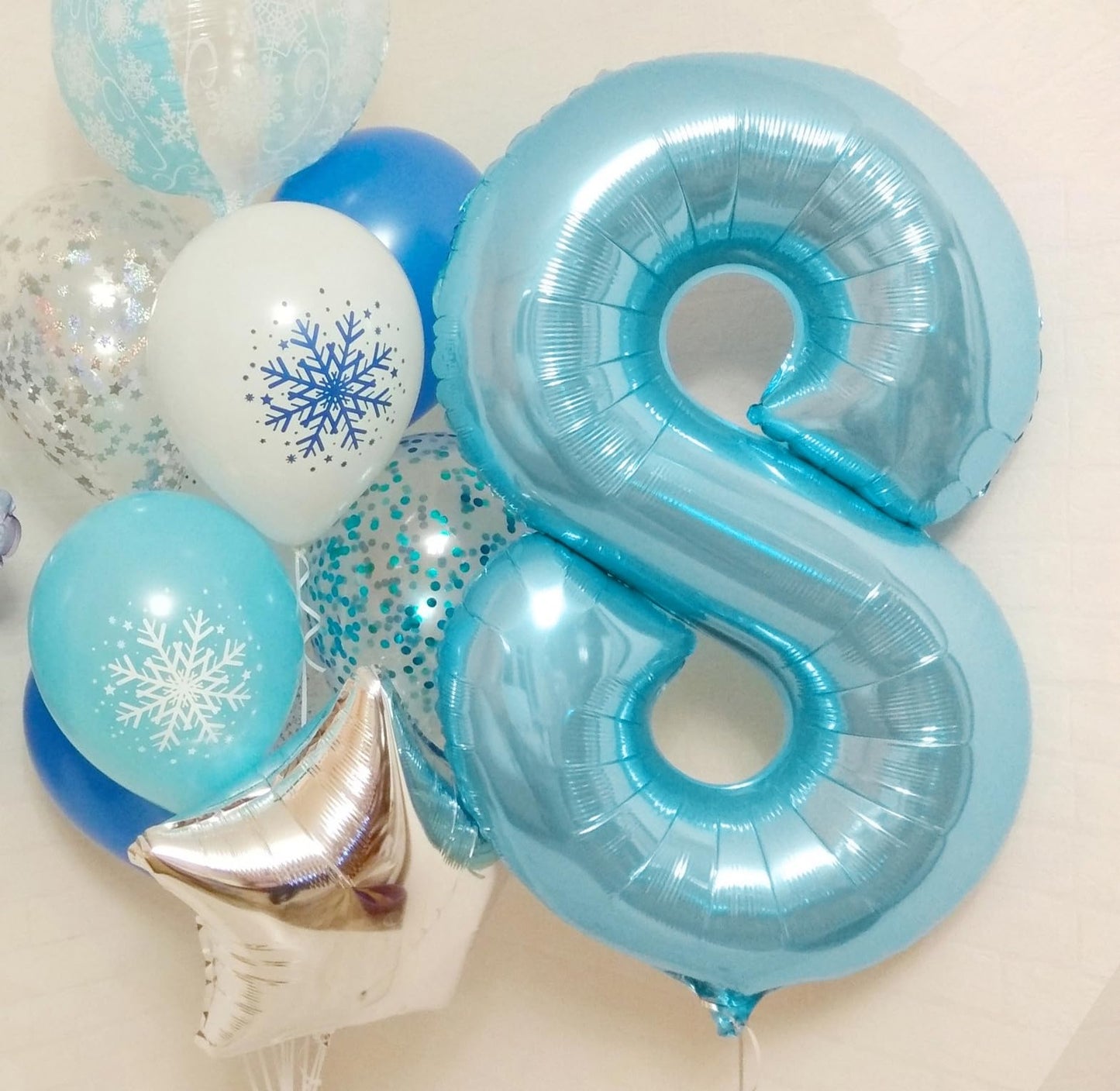 Paticool 40 Inch Blue Number Balloon 8, Large Light Blue Number Foil Mylar Balloons For Birthday Party Celebration Decorations S