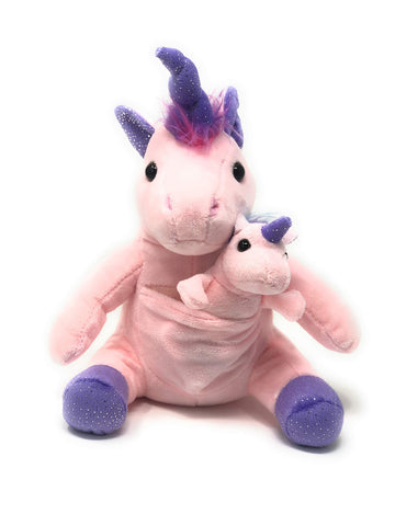 Funstuff Soft Plush Unicorn with Pouch & Mini Foal - 10.5 Pink Medium Stuffed Animal