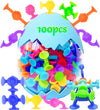 100Pcs Suction Bath Toys For Baby Kids, Bath Toy Silicone Construction Building Blocks Montessori Sensory Toy For 3 4 5 6 7 8 Ye