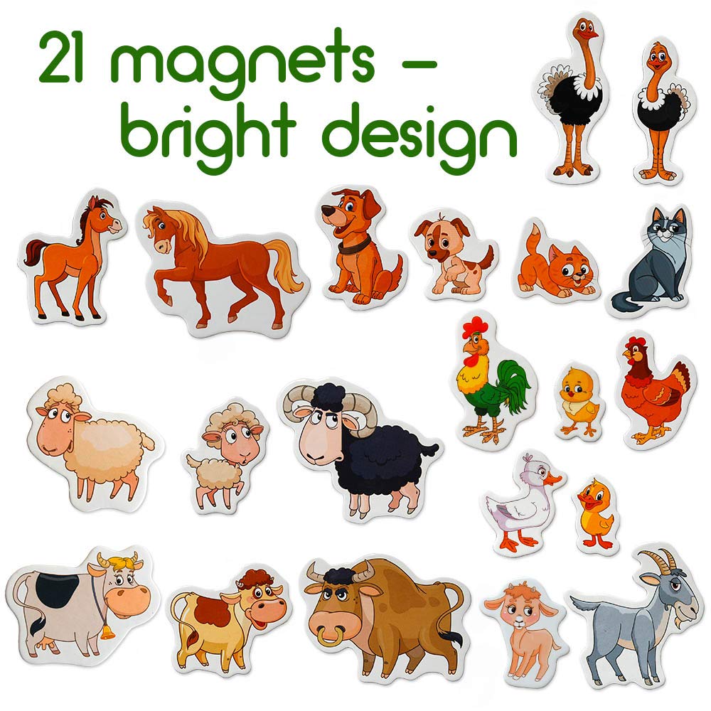 21 Fridge Magnets For Toddlers Magdum - Farm Family Kids Magnets For Fridge - Toddler Magnets For Refrigerator - Magnetic Animal