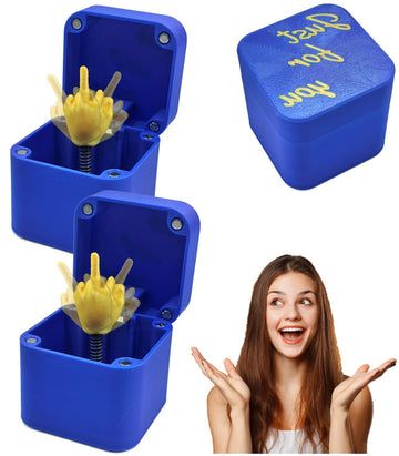 WOPLAY Surprise Finger in a Box,Funny Christmas Gag Gifts for Adults,Perfect Spoof Hand Prank Pop Up Gift with Box for Men (Blue